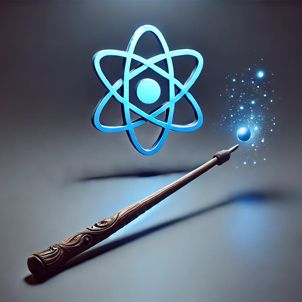 Logo React avec une baguette magique Harry Potter